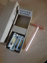 HAWARD-maquinilla de afeitar de doble filo para hombre y mujer, maquinilla de afeitar Manual clásica para la depilación, 20 hojas de afeitar, oro rosa