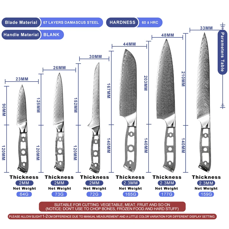 chef facas de cozinha lâmina em branco ferramentas diy damasco japonês aço desossagem corte aparas utilitário santoku faca dropshipping