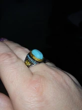 Party Jewelry Beads Finger-Rings Turquoises Natural-Stone Dual-Color Men Vintage Blue