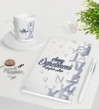 

Personalized Class Teacher White Notebook Pen Turkish coffee Cup Seti-15