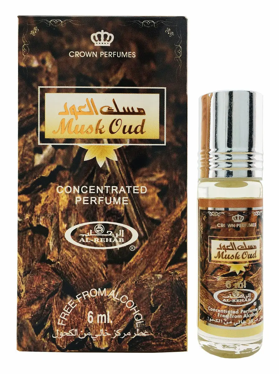 Арабские масляные духи мужские Al Rehab Сrown Perfumes Musk Oud Муск Уд для мужчин 6 мл 1 флакон