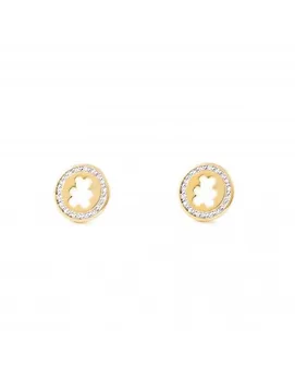 

Earrings Gold Girl Round bear background nacar and fence circon (9kts)