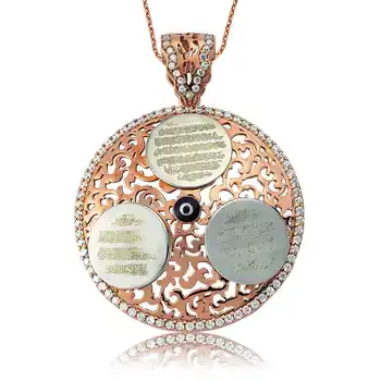 

925 sterling Silver Ayetel Kursi and Prayers Lady Necklace