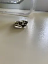 Anillos abiertos con cara feliz sonriente para mujer, anillos abiertos ajustables apilables de enlace, joyería trenzada, Color plateado antiguo Punk, A835