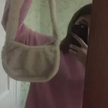 Hobos-Bolso de hombro de felpa suave para mujer, Cartera de mano femenina, de diseño Simple, a la moda, Baguette