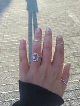 Anillo ajustable abierto de piedra lunar para mujer, de Color plata sortija de compromiso, Circonia cúbica, zirconia, circonita, zirconita, Estilo Vintage