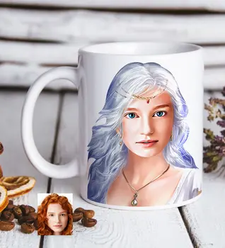 

Personalized Women 'S Abstract Caricature Of White Mug Bardak-19