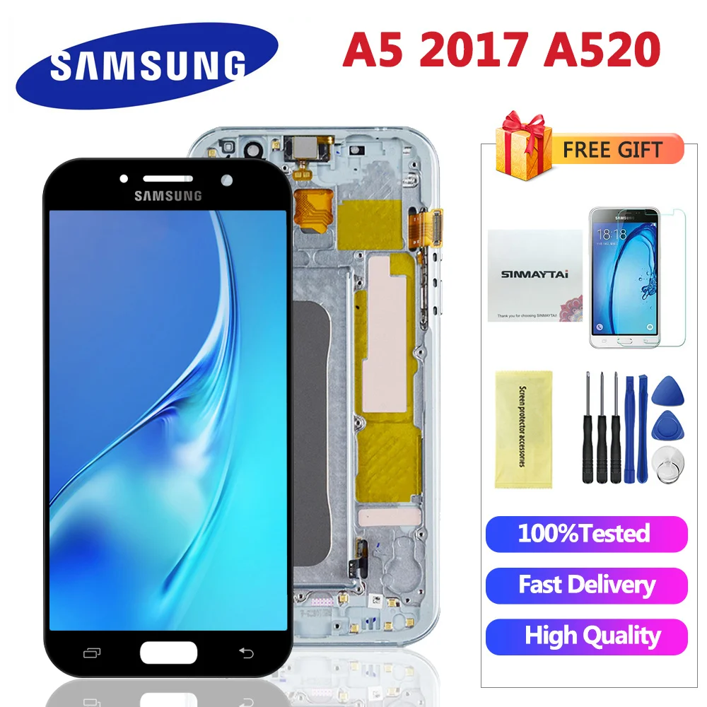 A5 lcd для samsung Galaxy A520 Lcd A520 A520F дисплей сенсорный экран дигитайзер с рамкой сборка Замена