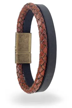 

Angemiel Men Brown Braided Black Leather Men Bracelet