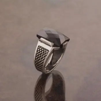 

925 Sterling Black Onyx Stone Silver Ring Fashion Turkish Premium Quality Handmade Jawelery