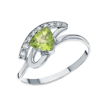 

Silver ring with хризолитом and cubic zirconia sunlight sample 925