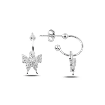 

Angemiel 925 Silver Zircon Stone Dangle Butterfly Earrings