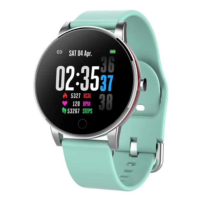 Silver Green Шагомер Смарт-часы IP68 Водонепроницаемый динамический экран Smartwatch Женская мода Фитнес-трекер кровяное давление пульсометр часы - Цвет: Silver Green