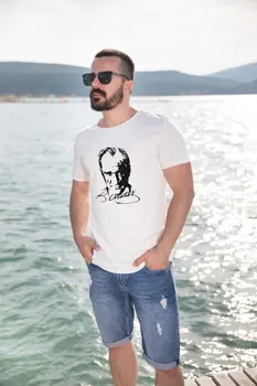 

Angemiel Wear Ataturk Signed Ataturk Portrait Cotton White Men 'S T-Shirt