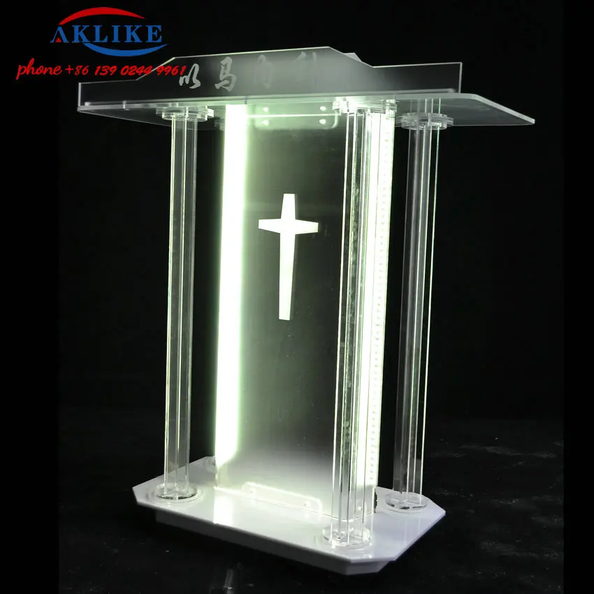 AKLIKE Modern Podium Lectern Acrylic Church Pulpit With Led Christian Pulpit Wedding Event Dais
