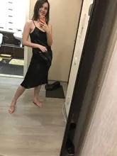 Sexy Dress Camis V-Neck Satin A-Line French-Bottoms Women Sleeveless New-Arrive Solid