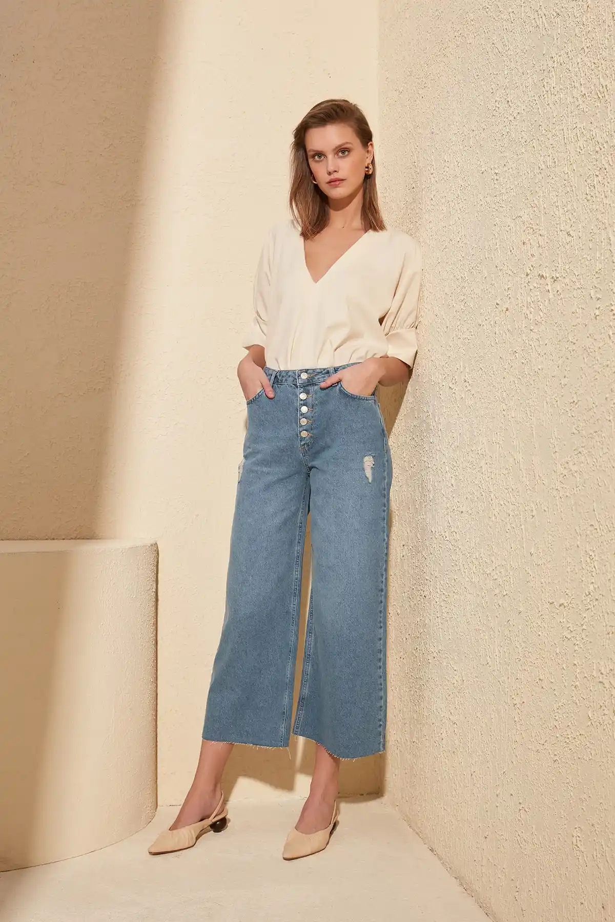 high waisted culotte jeans