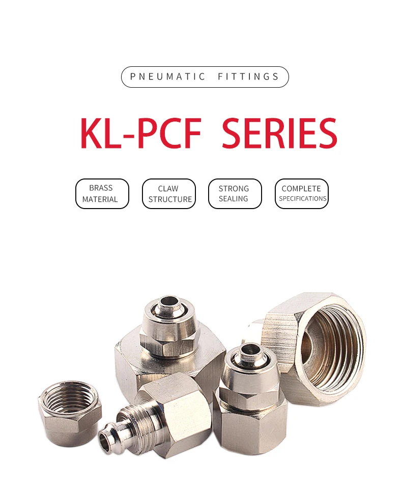 Description Picture 3 of item10PCS KL-PCF Coper 1/8" 1/4" 3/8" 1/2" BSP Female Pneumatic Fittings Push In Quick Connector Release Air Fitting OD 4 6 8 10MM