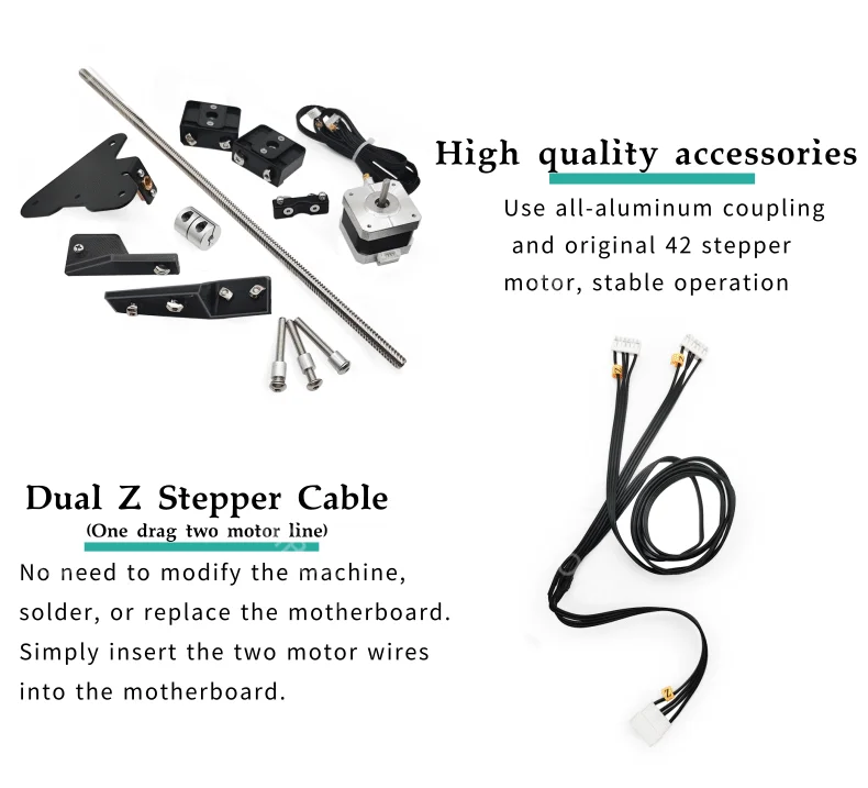 Dual Z Axis Upgrade Kits T8 with Lead Screw Stepper Motor For Creality Ender 3/Ender 3 Pro/Ender 3 V2 3D Printer Parts Z Axis Dual Z Axis Upgrade Kits T8 with Lead Screw Stepper Motor For Creality Ender 3/Ender 3 Pro/Ender 3 V2 3D Printer Parts Z Axis
