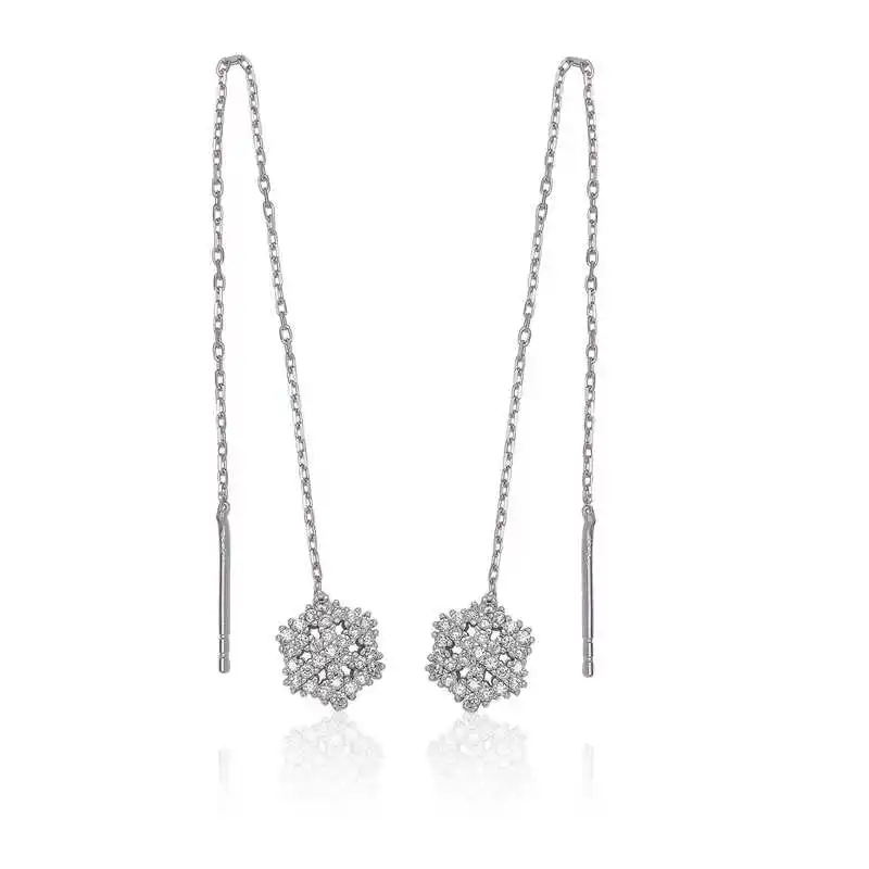 

Silver Chain Snow Flake Earrings