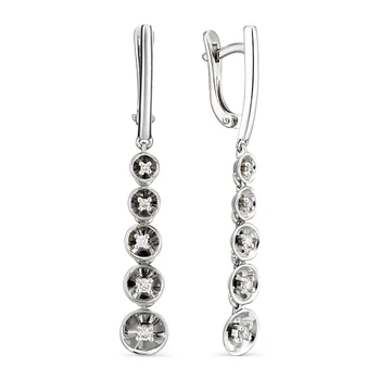 

Gold 585 sterling silver earrings with stones: Diamond, women's earrings, fashion jewelry, female.