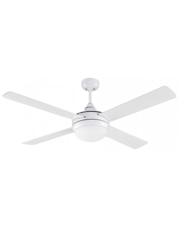 Ceiling Fan 2 Lampholder Light E27 4 Blade 3 Speed White Metal