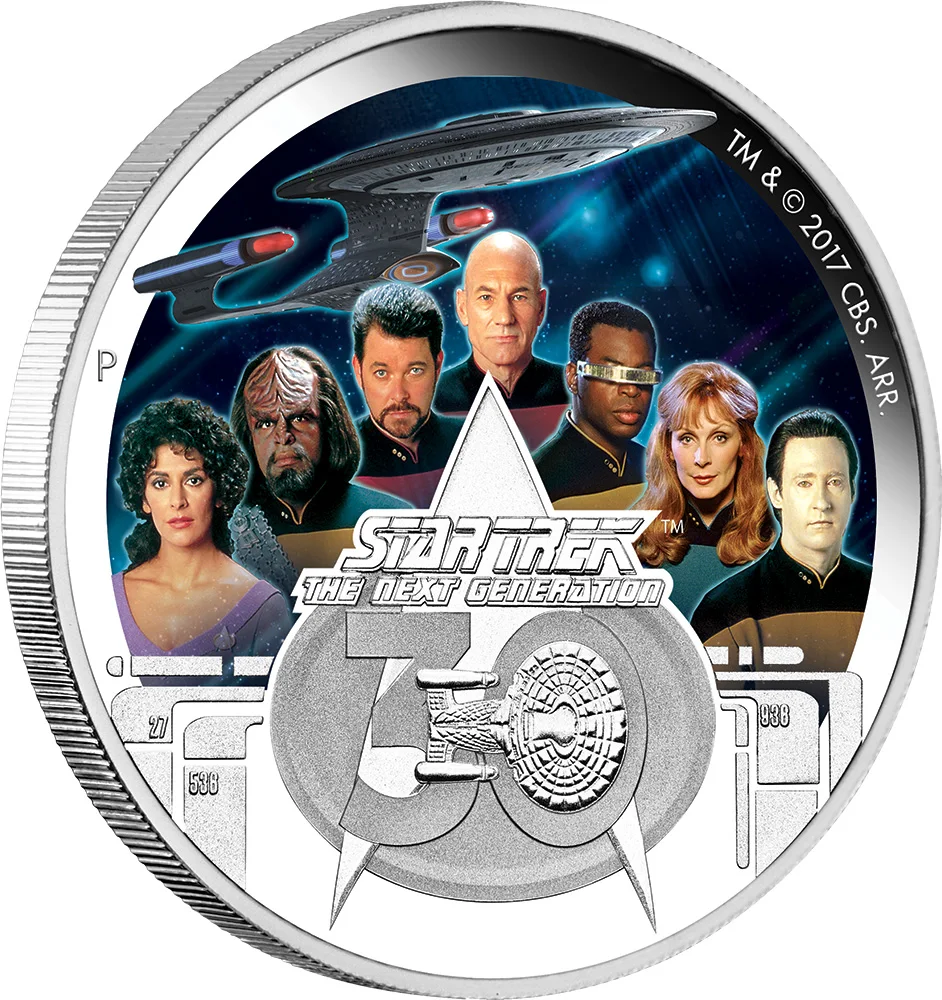 CREW Star Trek следующее поколение 30-летие 2 унции Серебряная монета 2$ Тувалу