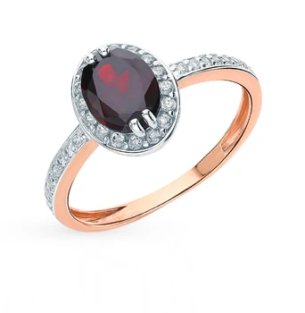 

Gold ring with cubic zirconia and Garnet sunlight