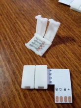 5 unids/lote en forma de L de 90 grados sin soldadura esquina conectores rgb 4 conectores con clavijas para 12V 5050 10mm de ancho de tira LED RGB