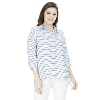 

Lela Striped Three Quarter Sleeve Shirt WOMEN SHIRT 50372