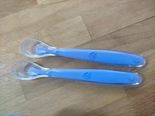 Gran oferta cuchara de silicona suave cuchara de detección de temperatura de Color caramelo herramientas de alimentación de alimentos para niños