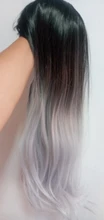 Peluca de pelo sintético para mujer, cabellera artificial de 26 pulgadas, largo, liso, negro, gris, con flequillo, Color gris, resistente al calor