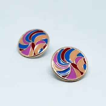 

Set of round stud earrings and chain pendant blue curl (52506)