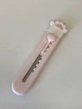 MINKYS-Mini cuchillo de bolsillo con Gato Kawaii, utensilio de utilidad artística, caja Express, cortador de papel, hoja rellenable para envolver, papelería