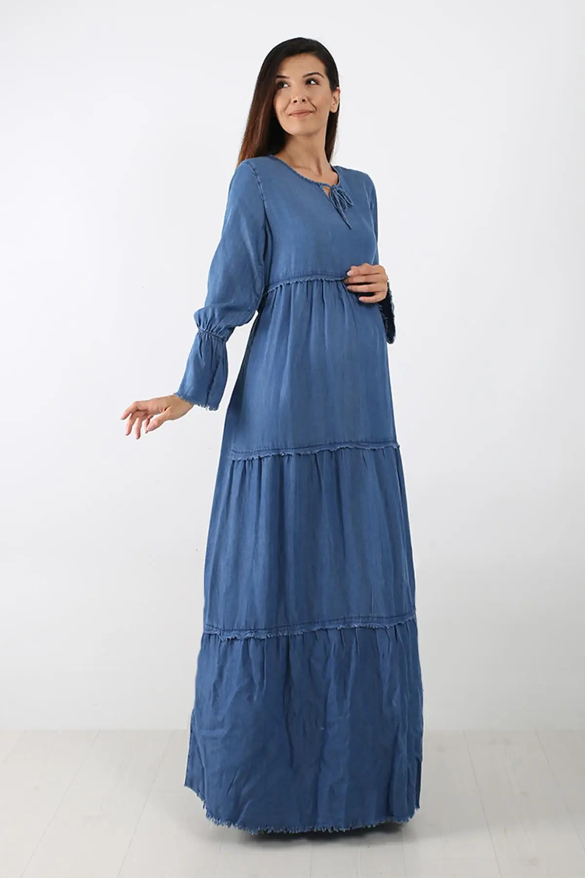 8466-TENCEL TİFTİZ MAXİ платье для беременных