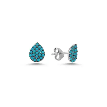 

Angemiel 925 Silver Nano Turquoise Stone Drop Earrings-Rhodium Plated