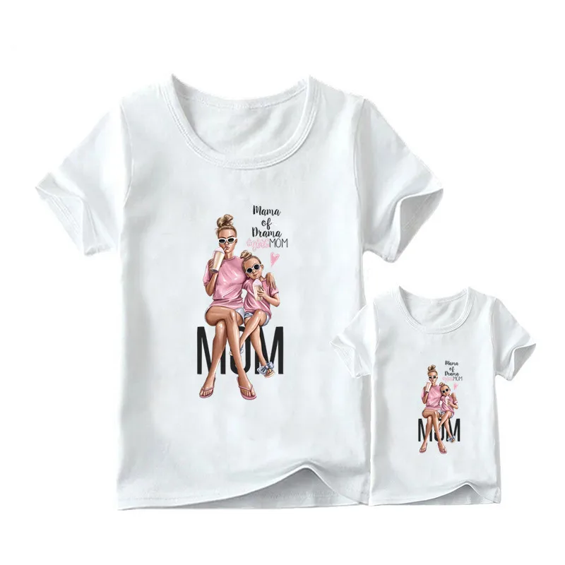 Matching Family Outfits Super Mom and Daughter Print Boys Girls T-shirt Mother's day Present Clothes Kids&Woman Funny Tshirt 2