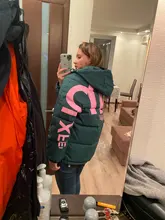 Winter Women Jackets Coat Parkas Padded-Down Print Female Cotton Hooded Warm HOT Letter