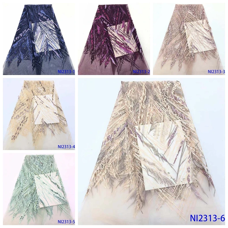 Lace Dresses New Sequin Fabric, African Wedding Materials Party Tulle Lace, Nigeria Embroidery Lace Ni2313