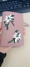 Billetera corta con estampado de flores para mujer, monedero pequeño con cremallera, tarjetero de cuero