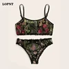 LOPNT Fashion bra set Women's sexy Embroidery lingerie Wire free transparent lingerie Embroidered Mesh Sheer Lingerie Set bh ► Photo 3/6