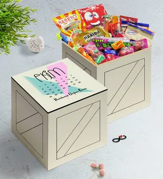 

Personalized Birthday Calendar In Wooden Box Nostalgic Lezzetler Gift Seti-3