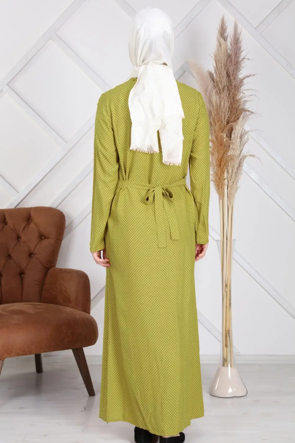 Muslim Dresses Comfortable Dot Pattern Cotton Viscose Natural Fabric Islamic Long Sleeve Turkey Prayer Garment Hijab Reis
