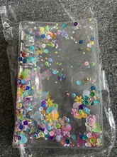 Funda para cuaderno con lentejuelas brillantes A5/A6, carpeta de archivos transparente de 6 anillos, carpeta de anillas de hojas sueltas, suministros de papelería Kawaii