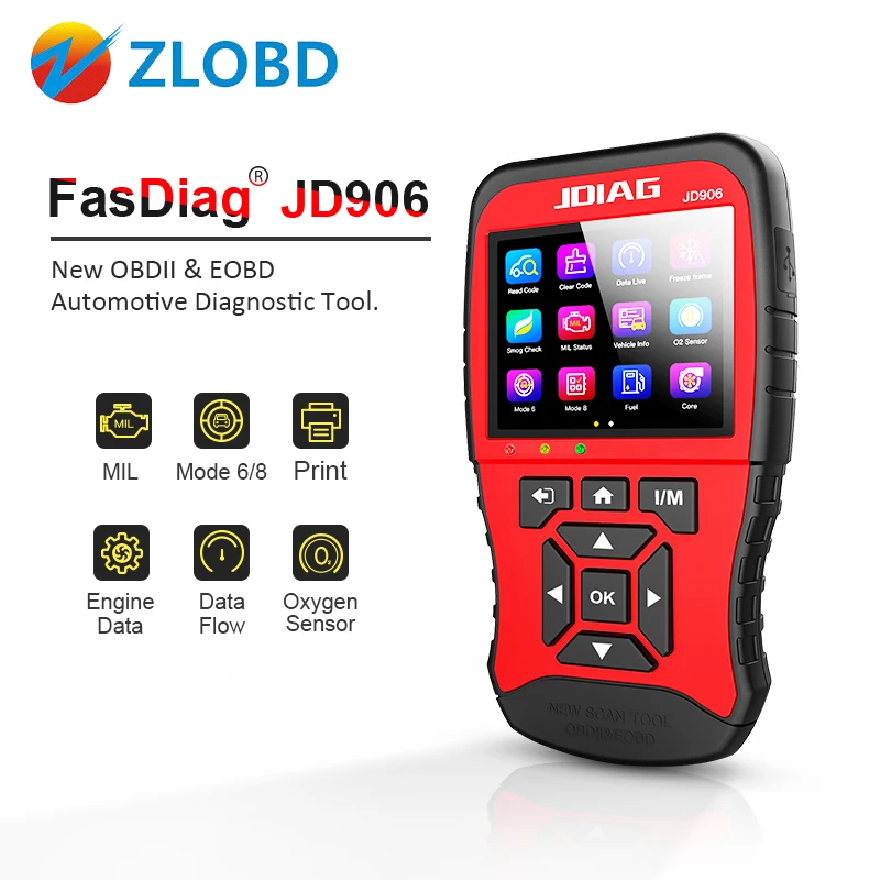 

JDiag JD906 professional obd2 automotive scanner Car Diagnostic Tool Full System Upgraded Code Reader OBD2 Scanner JD906