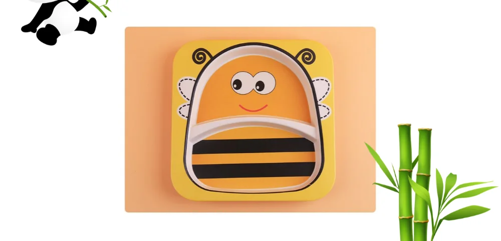 Bamboo tableware, dinner set for children, 5in1, eco-friendly tableware, bamboo fiber, for kids, gifts, Cosmos, Bee, Batman