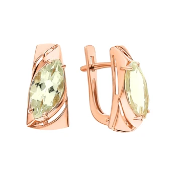 

Gold earrings with празиолитами sunlight sample 585