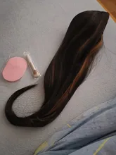 NNZES-Peluca de cabello sintético para mujeres negras, pelo largo recto de 24 y 30 pulgadas, Color marrón oscuro y Rubio, mezclado