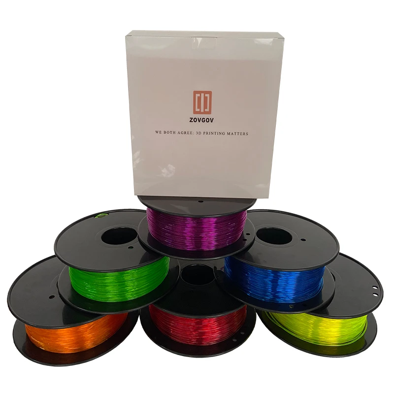 TPU Filament ZOVGOV 3D Printing 1.75mm 800G Multicolor Semi Transparent for 3D Printer filamento