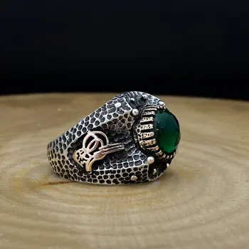 

Ottoman Model Green Dome Cut 925 Silver Men 'S Ring